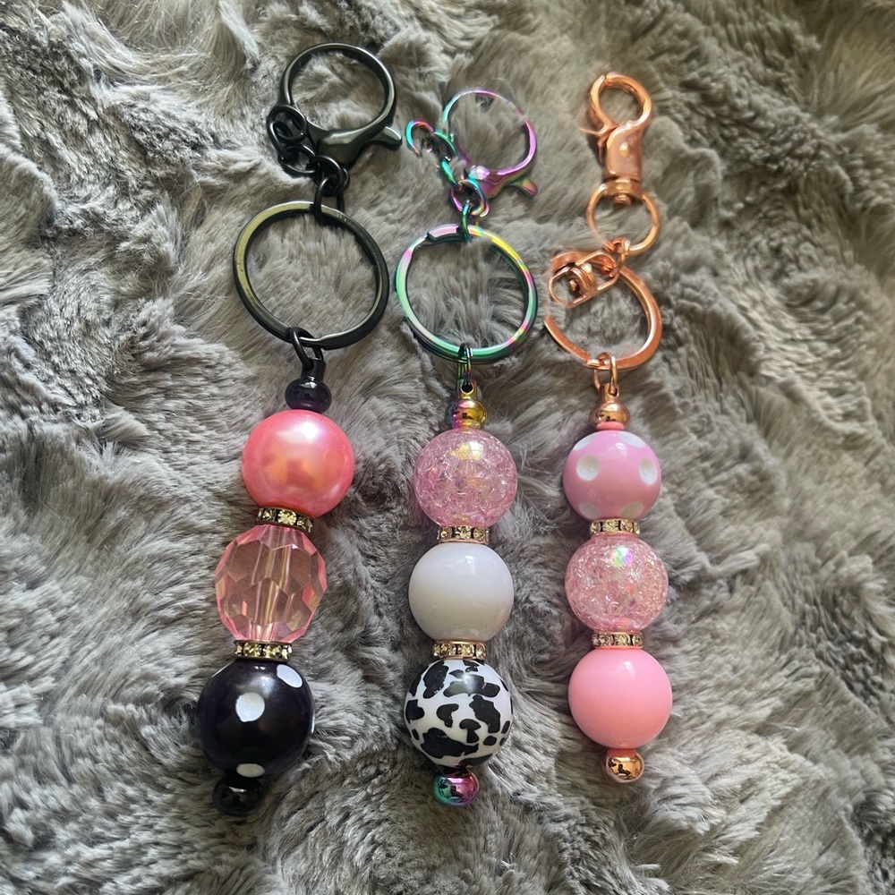 Metal Beaded Keyring - Picture 2 of 2